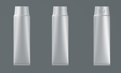 3D White glossy plastic tube for medicine or cosmetics - cream, gel, skin care, toothpaste. Realistic packaging with flip top cover isolated on background.