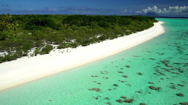 Aerial view of Tupai and Bora Bora Island South Pacific Ocean 