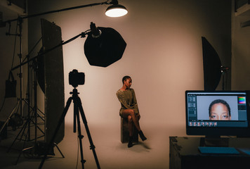 Female model posing for a photo shoot