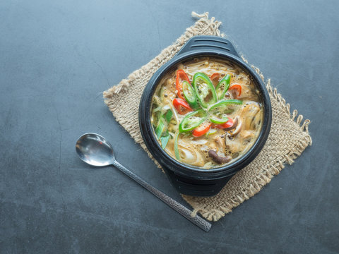 One Black Hot Bowl Of Doenjang Jjigae.