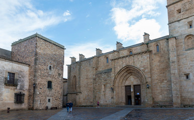 CACERES, SPAIN - NOVEMBER 25, 2018: Home of the Gospel of concatedral of Santa Maria