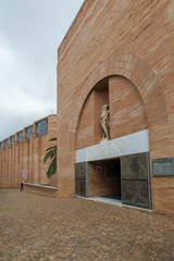 MERIDA, BADAJOZ, SPAIN - NOVEMBER 23, 2018:  Merida National Roman Art Museum. Front door