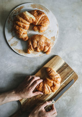 Croissants at a breakfast table