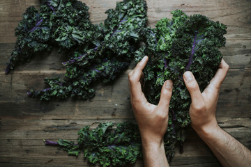 Fototapeta na wymiar Closeup of fresh green kale