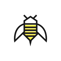 Bee Logo design vector template linear geometric style. Bug Logotype concept creative funny icon.