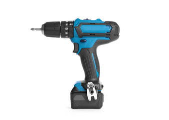 Cordless screwdriver or power drill isolated