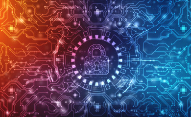 Security concept: Lock icon with Circuit Board on technology background, cyber security concept background