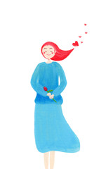 Oil painting a cute with closed eyes