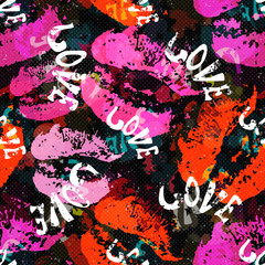 Graffiti Valentine Day on a black background seamless background texture grunge