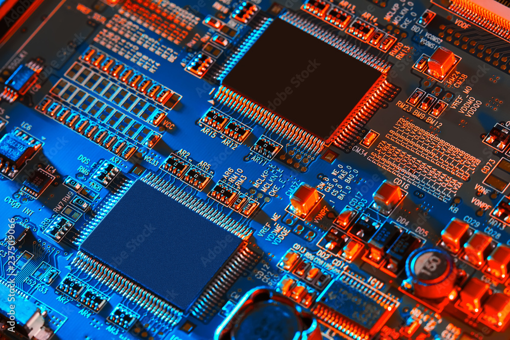 Canvas Prints electronic circuit board close up.