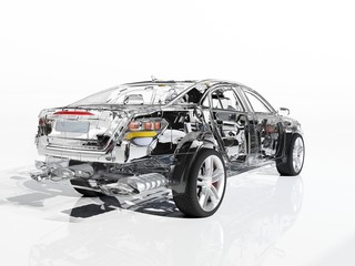 Transparent model cars.