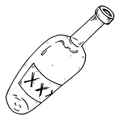 Bottle hand drawn. Vector illustration of a bottle of alcohol. Icon glass bottle for alcohol.