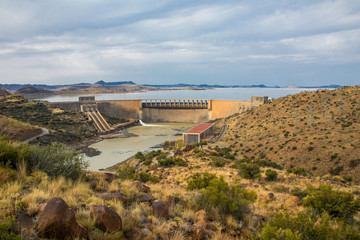 Gariep dam on the Orange River in South Africa, the largest dam in South Africa