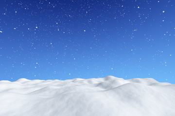 Snowy white field, snowfall winter background