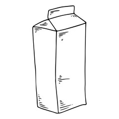 Packaging of milk or juice hand drawn. Vector illustration of a pack of milk or juice. Milk carton pack icon.