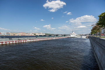 View of the pier for ships at the English Embankment in St. Petersburg