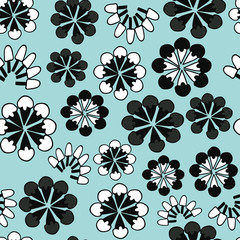Fototapeta premium Vector pastel blue floral seamless repeat pattern. Great for festive seasons, wallpaper, scrapbooking, gift wrapper and fabric projects.