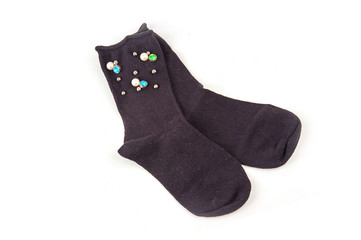 Socks with pattern. Women's socks isolated on white background