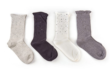 Socks with pattern. Women's socks isolated on white background