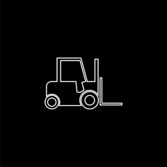 Forklift line icon or logo on dark background