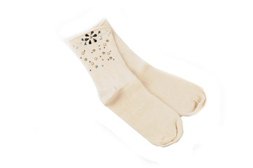 Socks with pattern. Women's socks isolated on white background