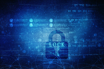 2d illustration Safety concept: Closed Padlock on digital background