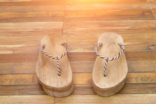 Vintage wood slippers.