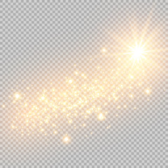 White sparks glitter special light effect. Vector sparkles on transparent background. Christmas abstract pattern. Sparkling magic dust particles
