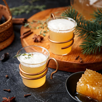 Sbiten. Hot honey drink with herbes and spices. Russian tradition.