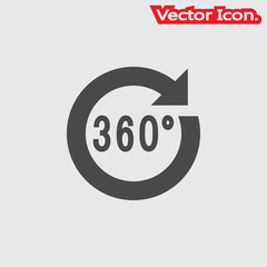 Angle 360 degrees icon isolated sign symbol and flat style for app, web and digital design. Vector illustration.