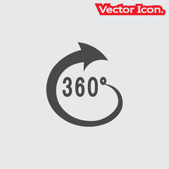 Angle 360 degrees icon isolated sign symbol and flat style for app, web and digital design. Vector illustration.