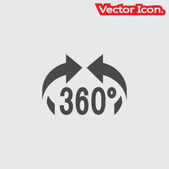 Angle 360 degrees icon isolated sign symbol and flat style for app, web and digital design. Vector illustration.