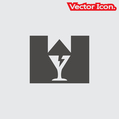 Broken glass icon isolated sign symbol and flat style for app, web and digital design. Vector illustration.
