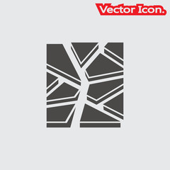 Broken glass icon isolated sign symbol and flat style for app, web and digital design. Vector illustration.
