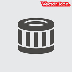 Car oil filter icon isolated sign symbol and flat style for app, web and digital design. Vector illustration.