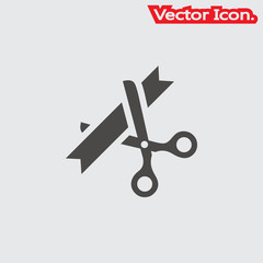 Ceremony ribbon cut icon isolated sign symbol and flat style for app, web and digital design. Vector illustration.