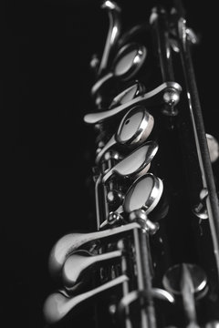 An isolated oboe on a black background