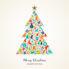 Fototapeta na wymiar Decorative Christmas tree with wishes. Vector.