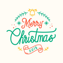 Merry Christmas 2018 greeting badge vector