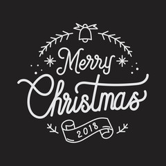 Merry Christmas 2018 greeting badge vector