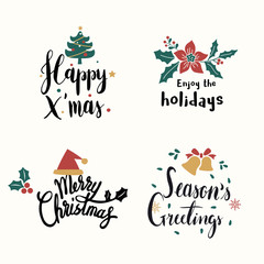Set of Christmas greeting badge vectors