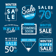 Set of winter sale badge vectors