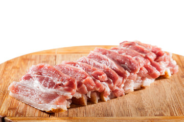 Sliced lard with meat