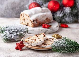 Traditional German Christmas cake stollen 