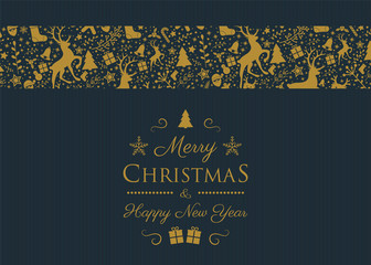 Fototapeta na wymiar Christmas banner with festive ornaments and greetings. Vector.