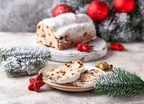 Traditional German Christmas Cake Stollen 