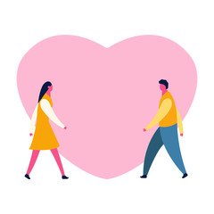 Cartoon Romantic, Boy and girl vector for love and romance concept,vector illustration