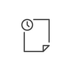 Temporary file outline icon. linear style sign for mobile concept and web design. History archive file and clock simple line vector icon. Symbol, logo illustration. Pixel perfect vector graphics