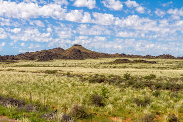 The arid landscape of the Karoo National Park in South Africa.