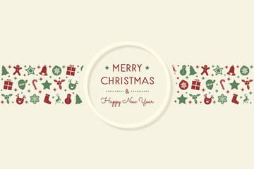 Christmas greetings with cartoon decorations. Vector.